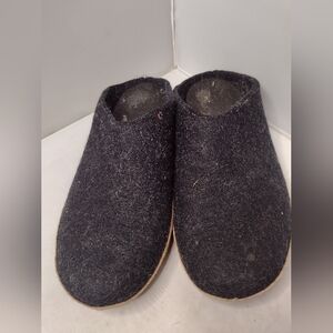 Glerups  Slip On Wool Slippers leather Bottom  EU Size 45 Gray P
